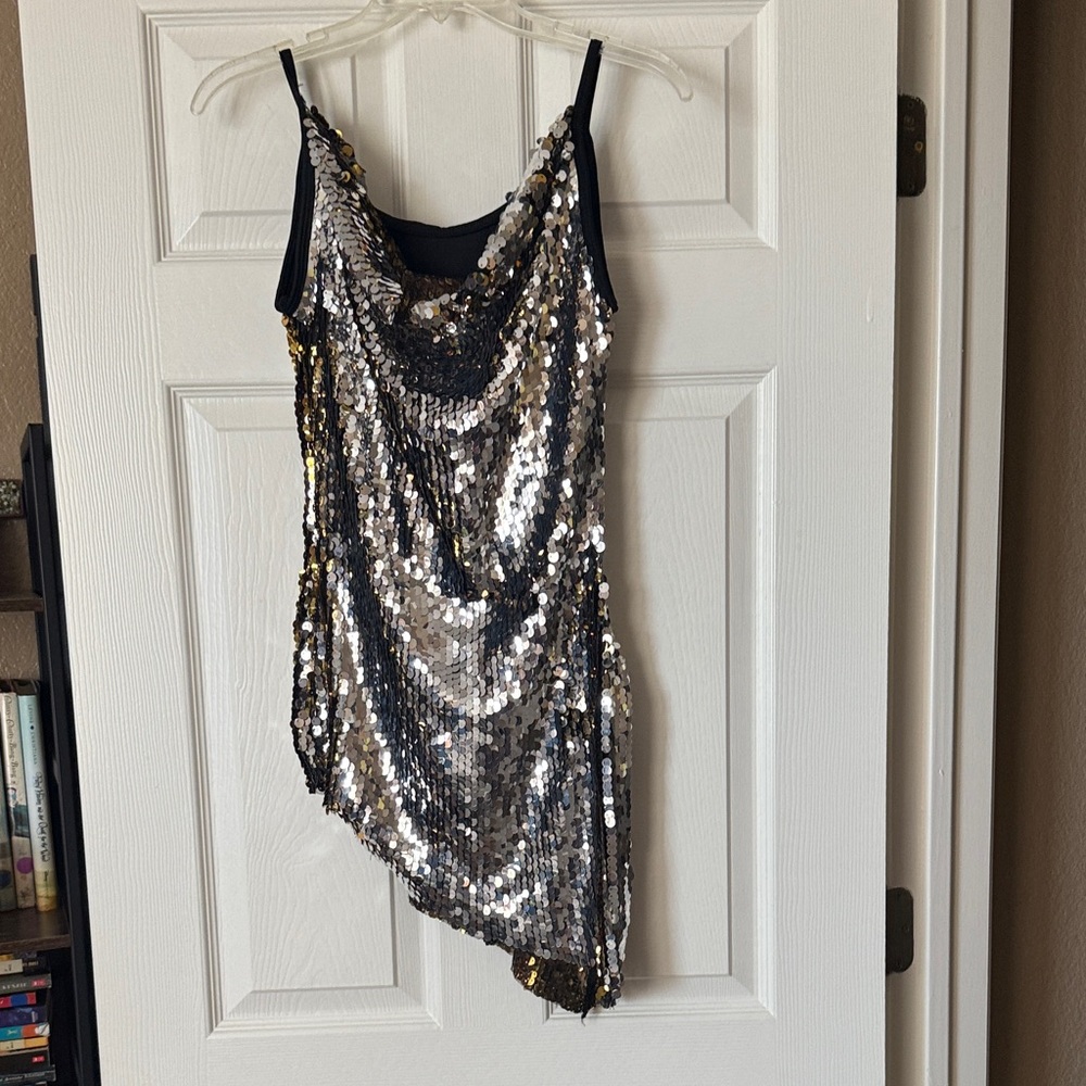 Glamorous Sequin Mini Dress in Silver and Gold